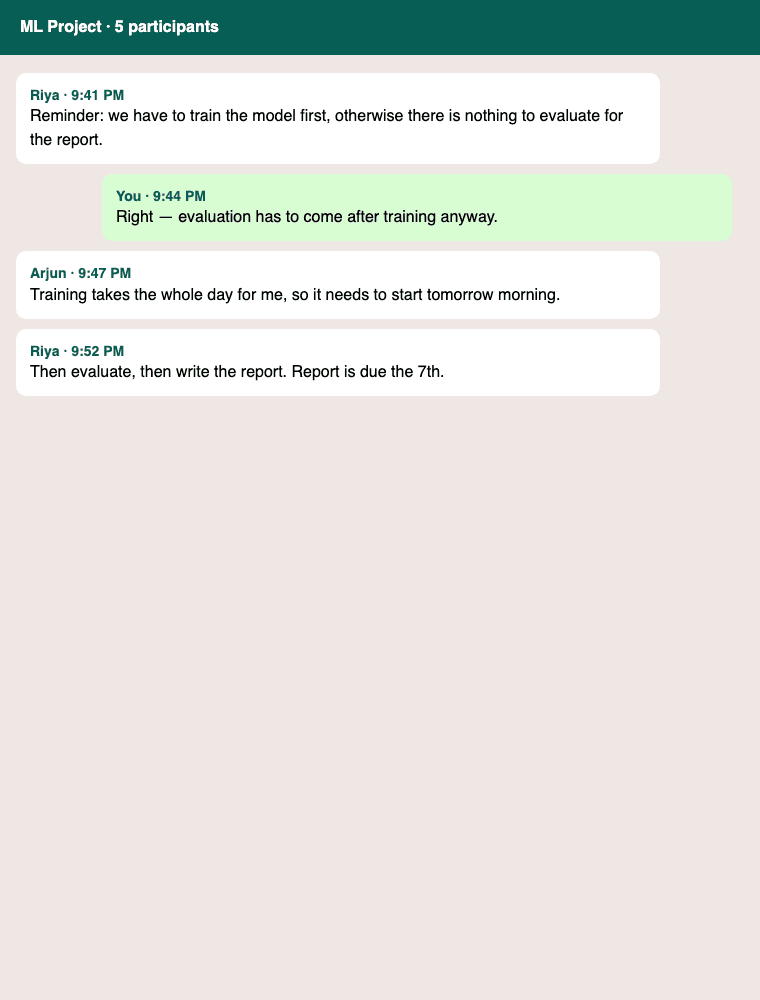 Sample group chat screenshot